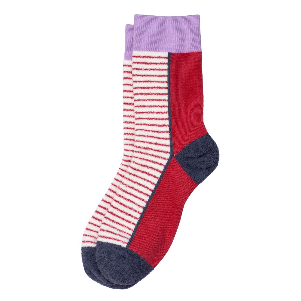 Socks cotton & spandex fine stripe red & navy blue