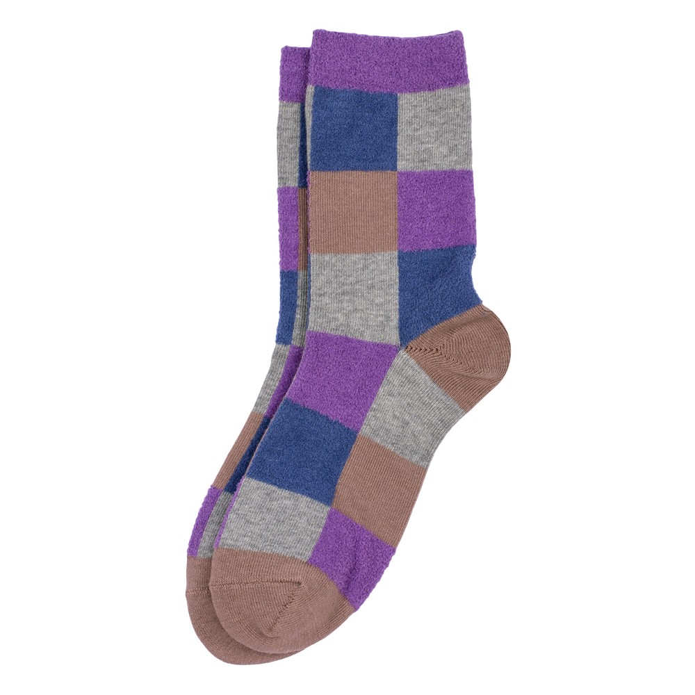 Socks cotton & spandex optic square lilac purple toes