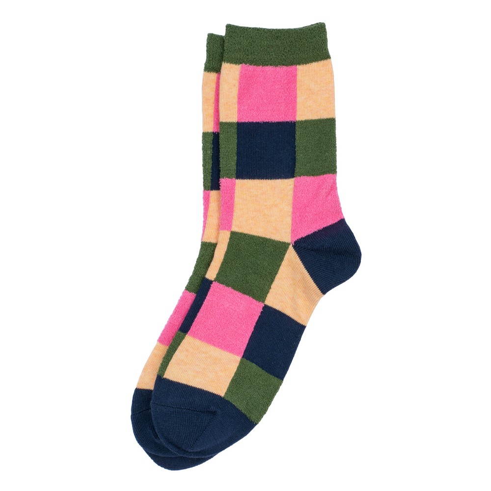 Socks cotton & spandex optic square navy blue toes