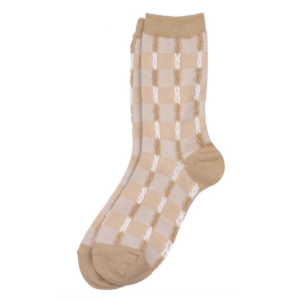 Socks cotton & spandex rolling checks off-white