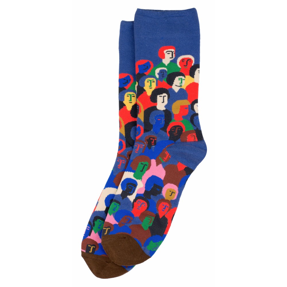 Socks cotton & spandex gents crowded people multicoloured