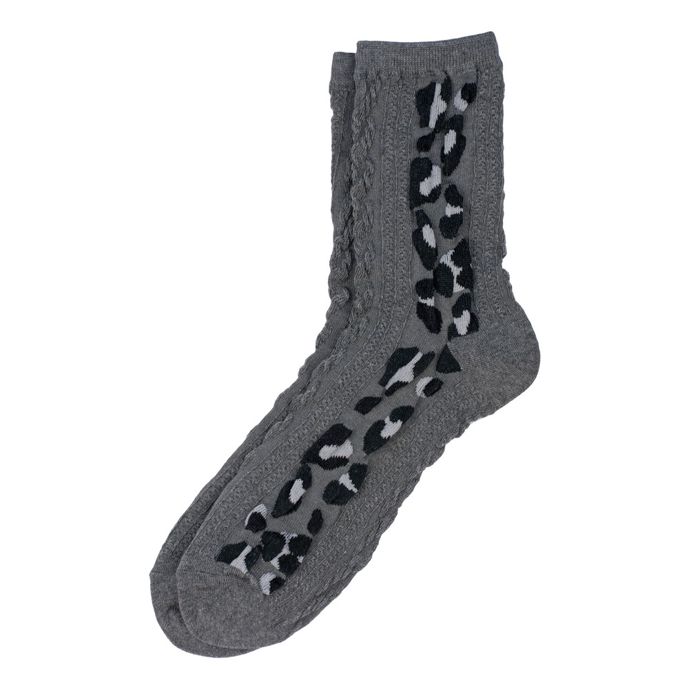 Socks cotton & spandex leopard print line grey