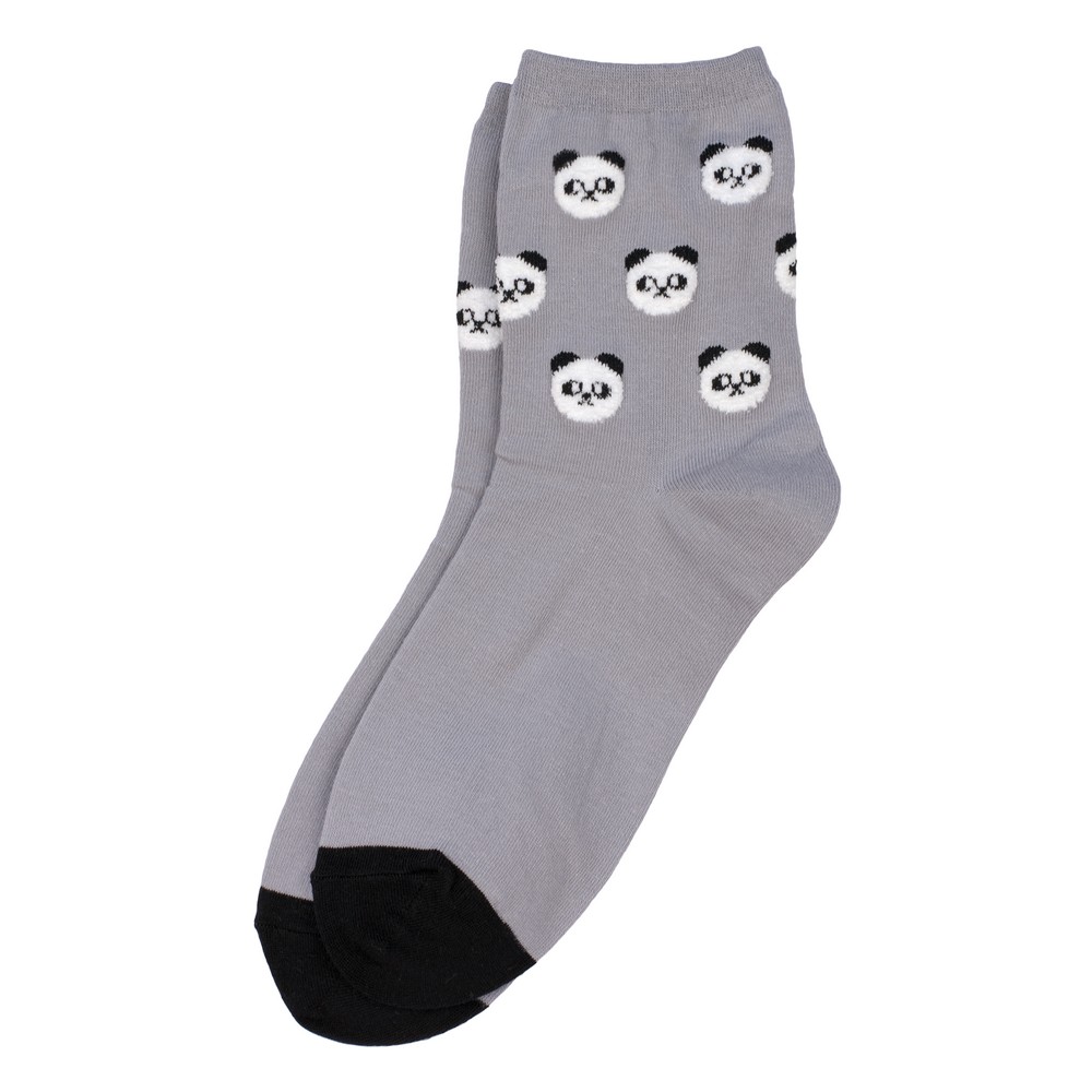 Socks cotton & spandex fluffy panda head grey