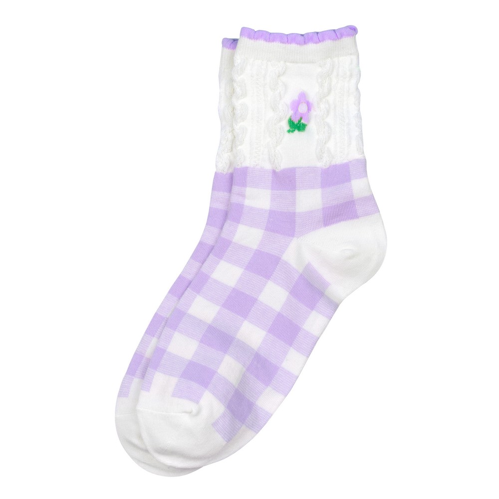 Socks cotton & spandex checker spring breeze lilac purple