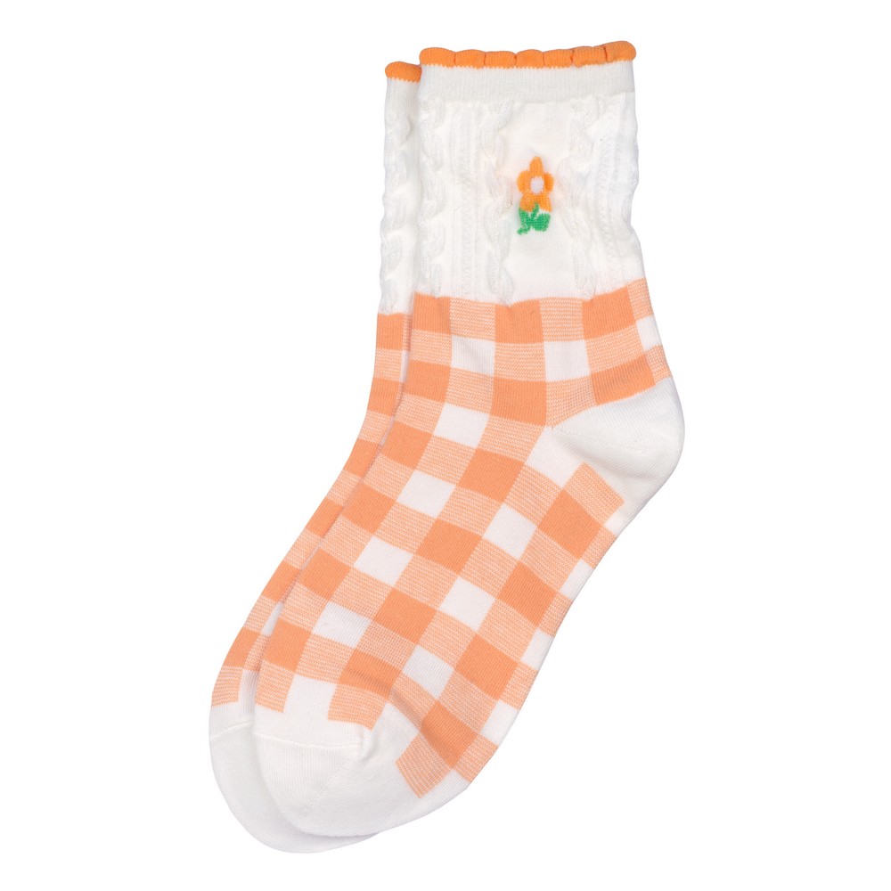 Socks cotton & spandex checker spring breeze orange