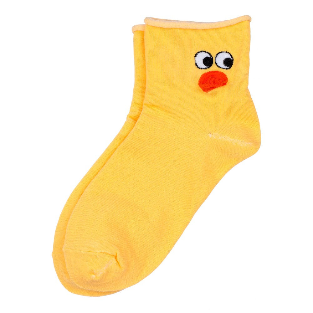 Socks cotton & spandex big eye quackers yellow