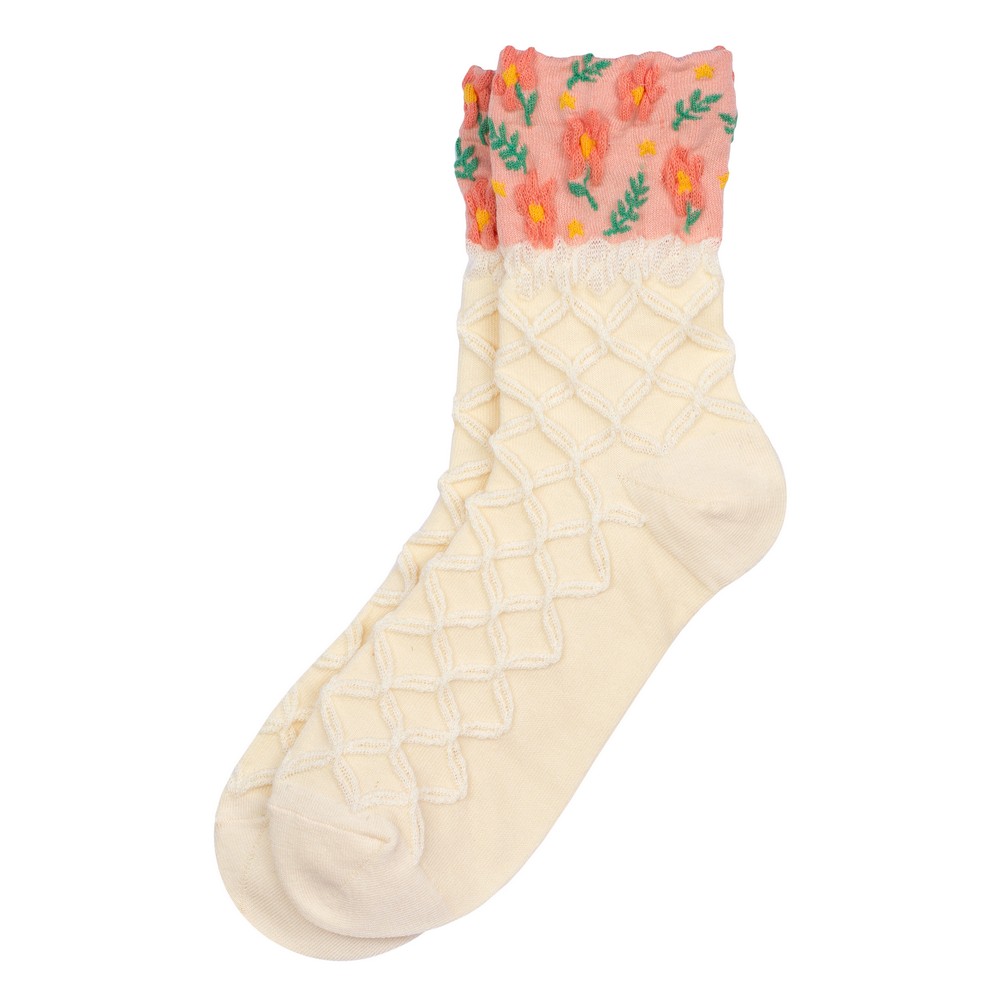 Socks cotton & spandex spring lace beige