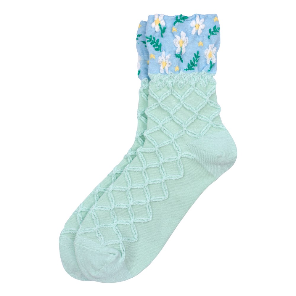 Socks cotton & spandex spring lace blue