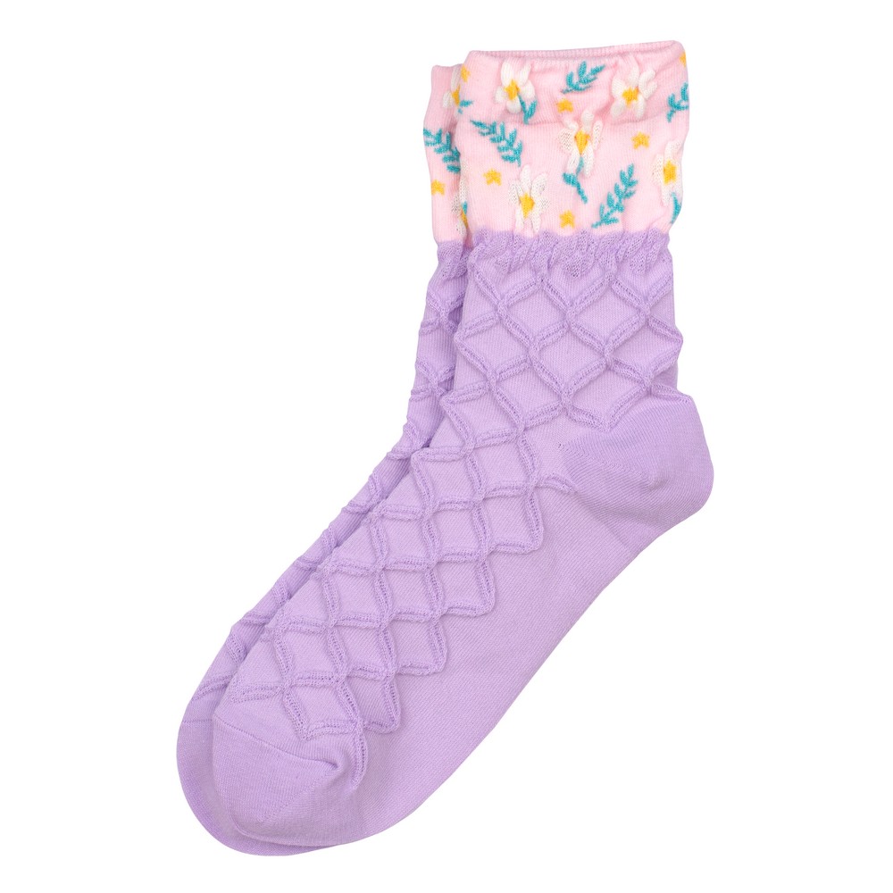 Socks cotton & spandex spring lace lilac purple