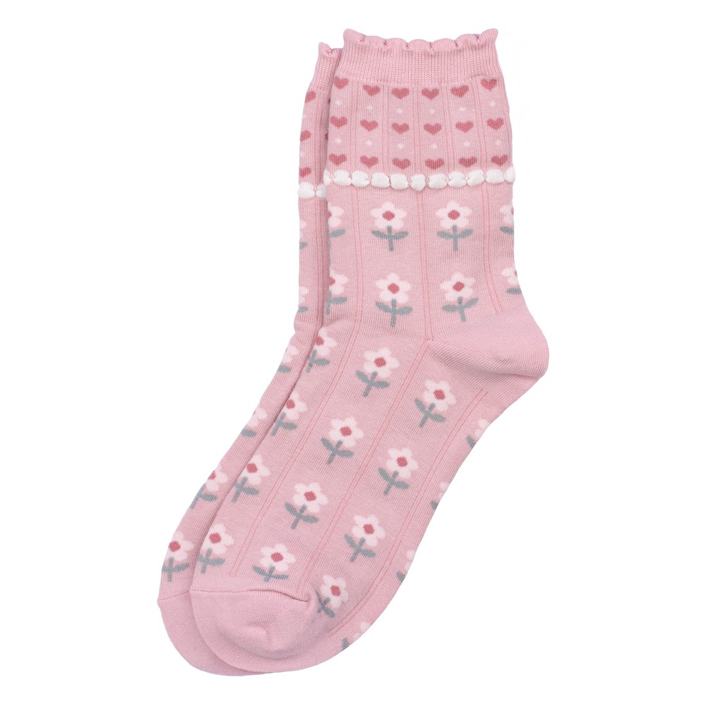 Socks cotton & spandex fields of love pink