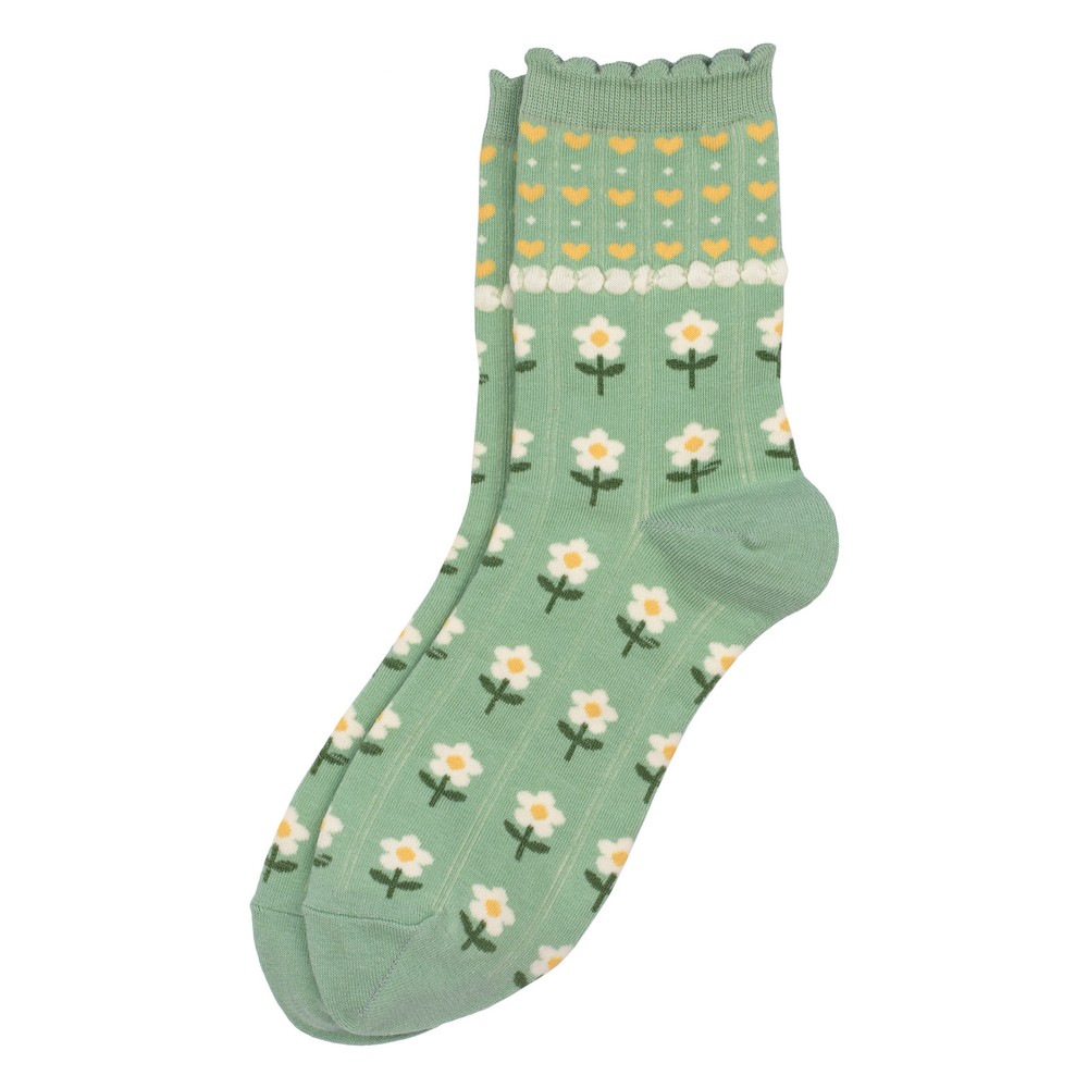 Socks cotton & spandex fields of love green