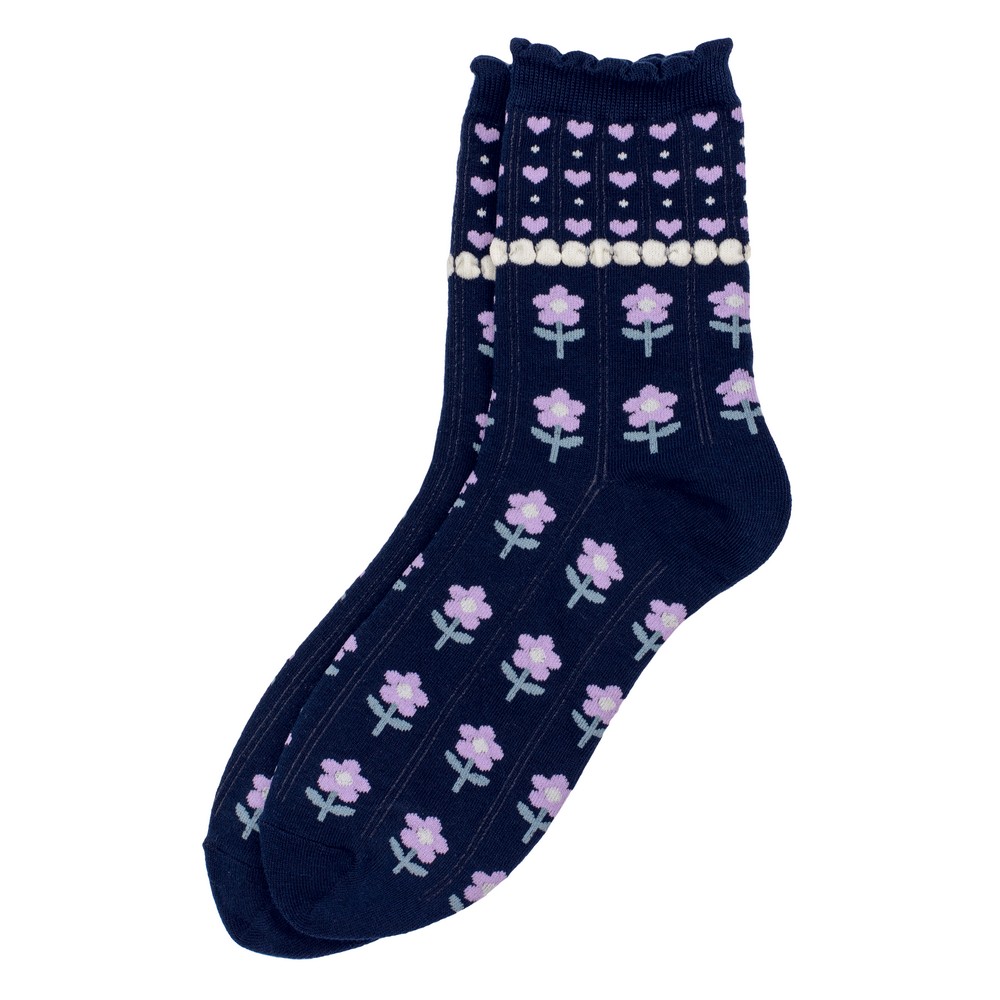 Socks cotton & spandex fields of love navy blue