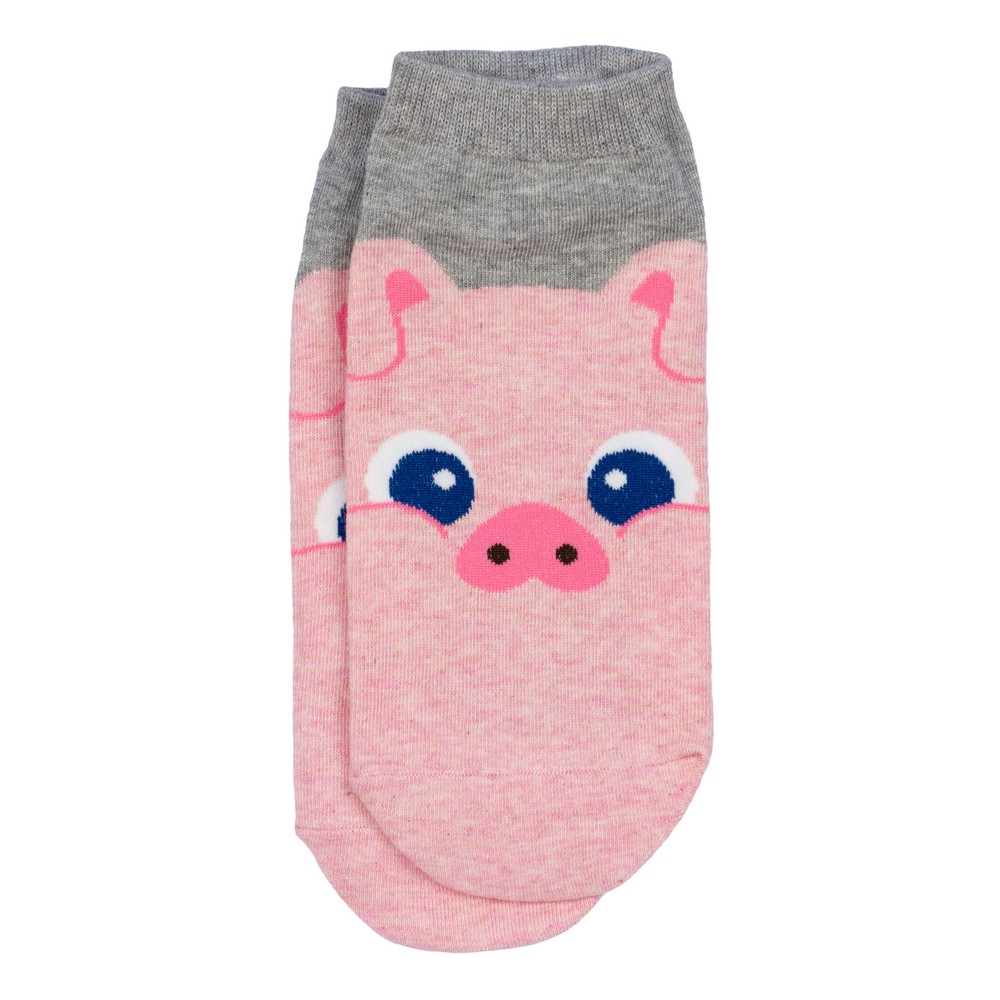Socks cotton & spandex ankle playful pig grey