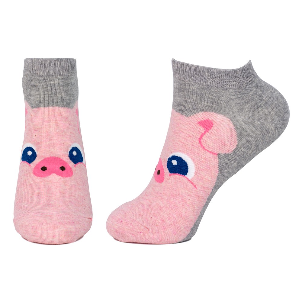 Socks cotton & spandex ankle playful pig grey - Image 2