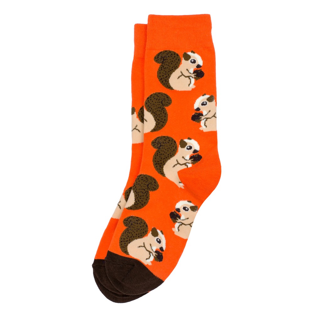 Socks cotton & spandex squirrel hibernation orange