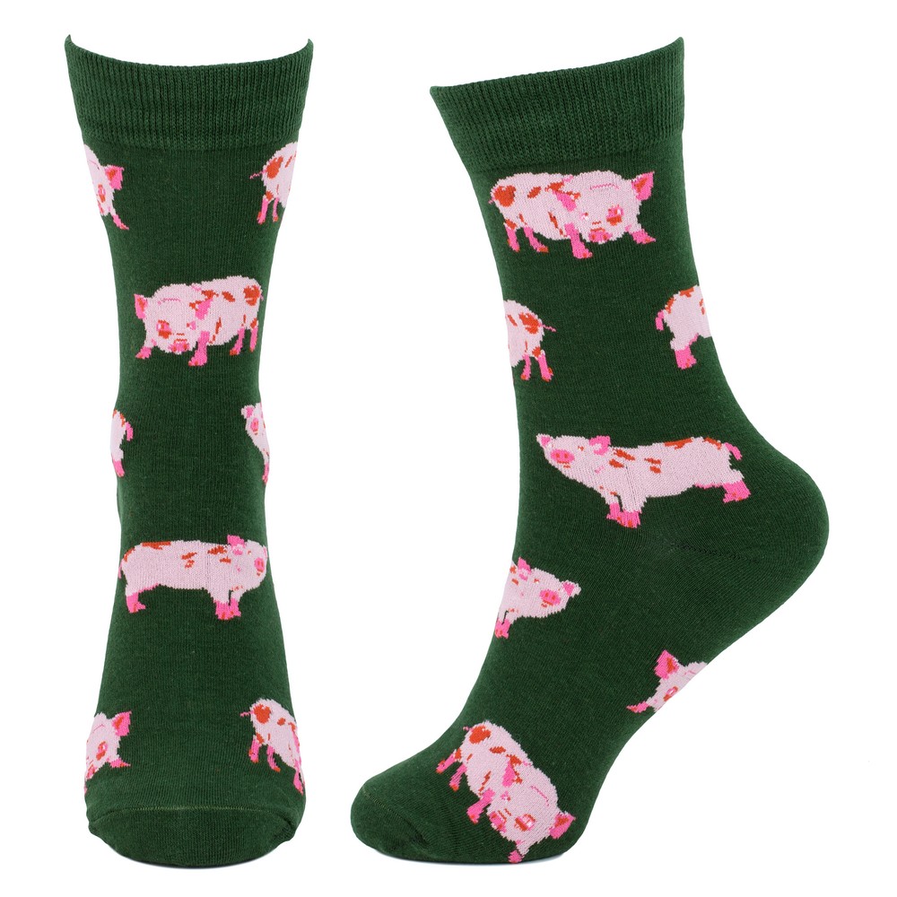 Socks cotton & spandex piglet litter dark green - Image 2