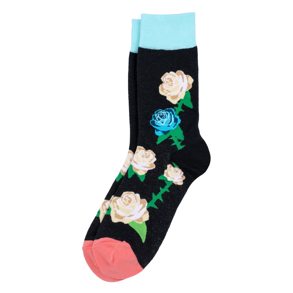 Socks cotton & spandex rose bush black
