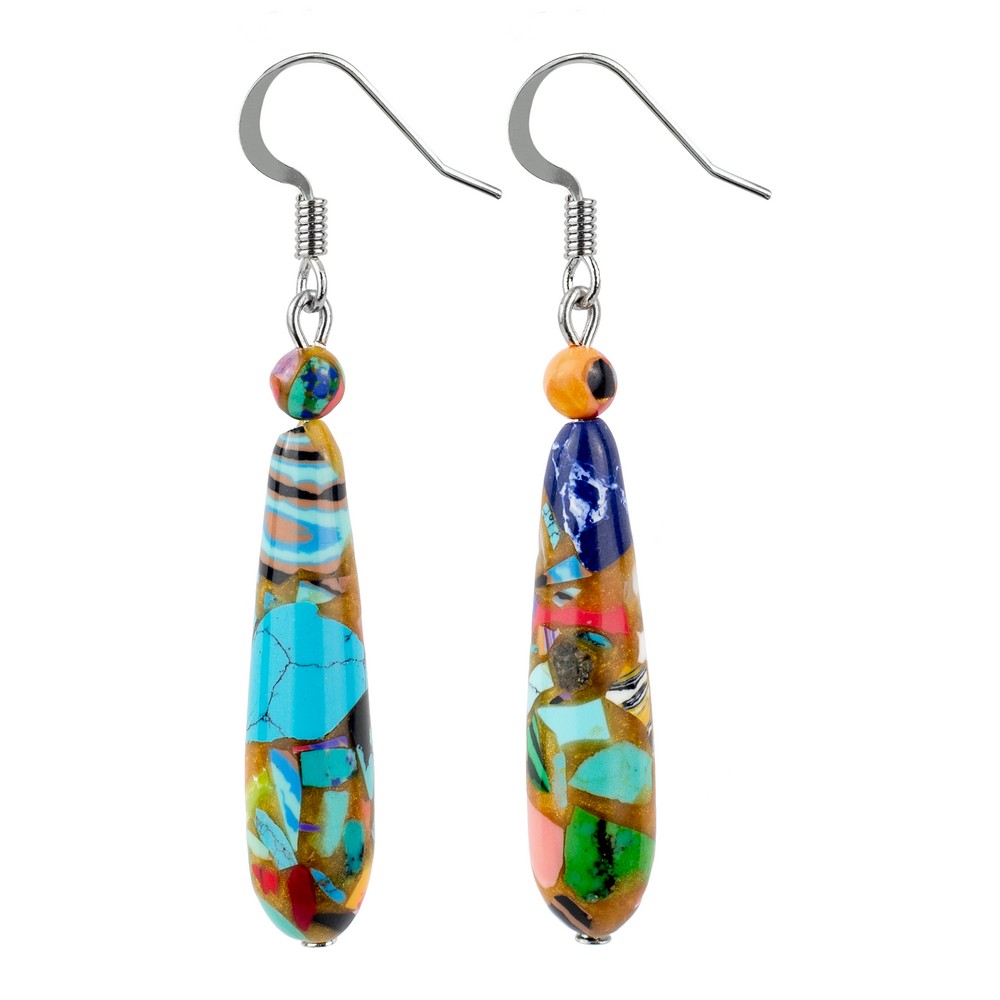 Drop earring ceramic bold mosaico colori multicoloured