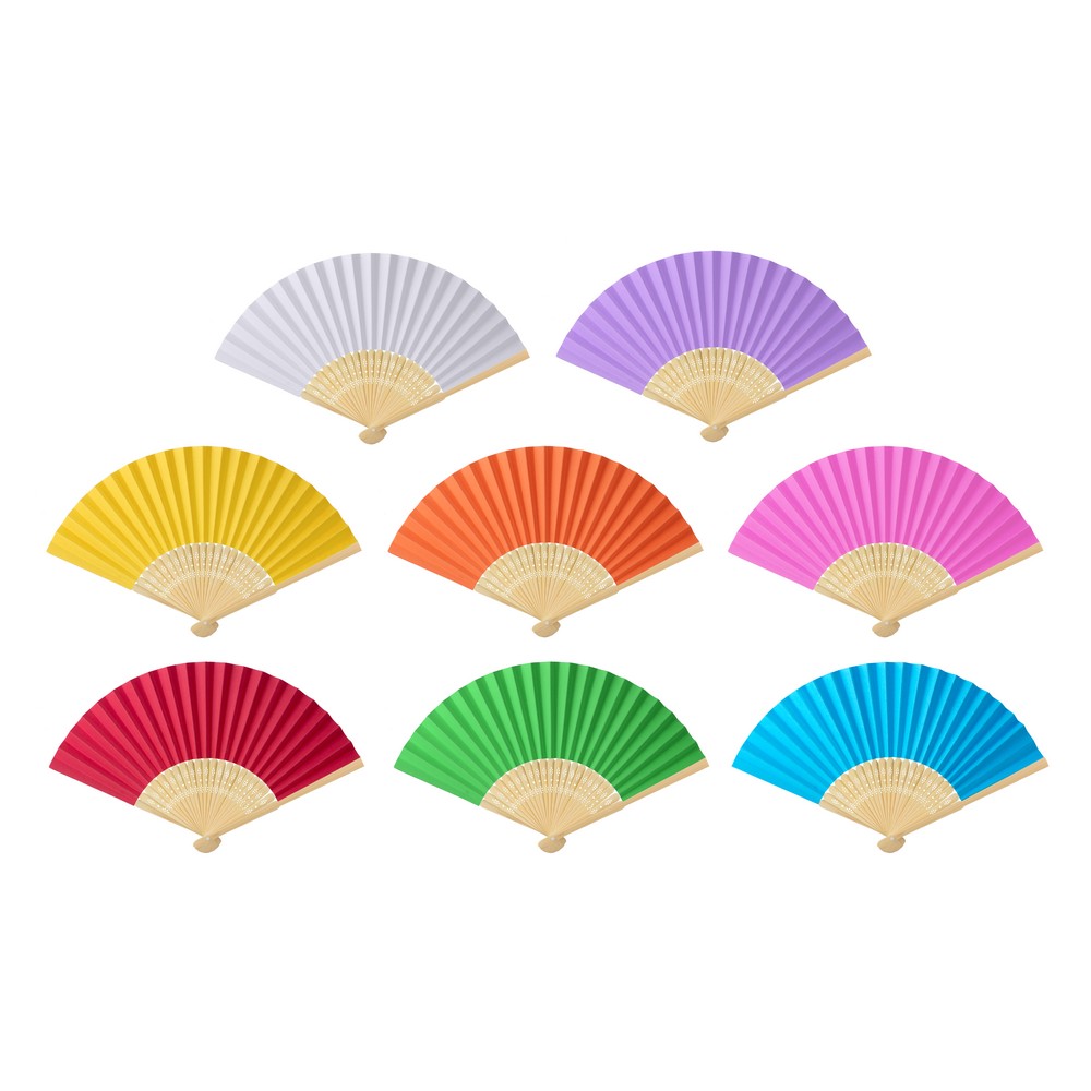 Fan bamboo & paper plain assorted colours