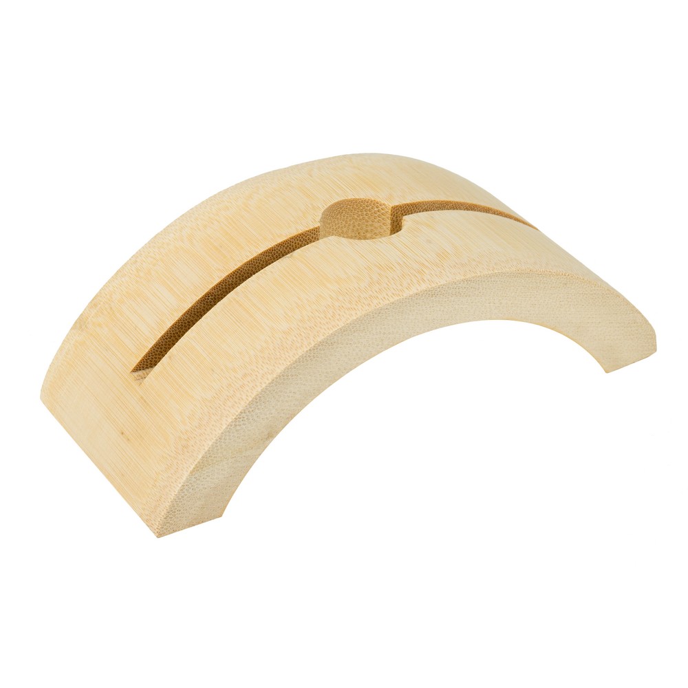 Display aid wood holder for fabric fans beige