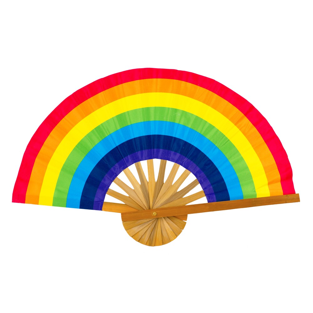 Fan polyester cotton mix & bamboo rainbow stripe multicoloured