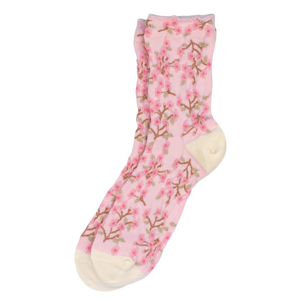 Socks cotton & spandex spring bloom pink