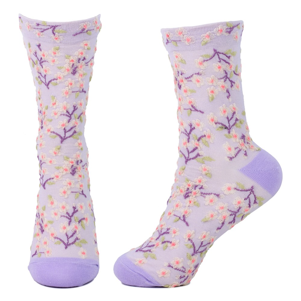Socks cotton & spandex spring bloom lilac purple - Image 2