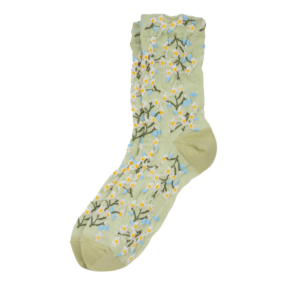 Socks cotton & spandex spring bloom green