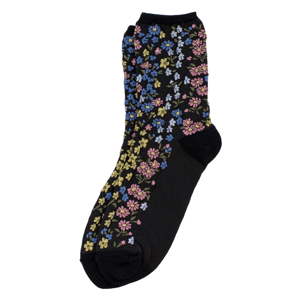 Socks cotton & spandex embossed blooming garden black