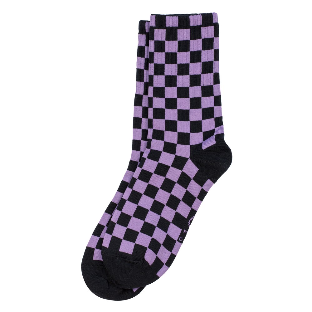 Socks cotton & spandex checkerboard black & purple