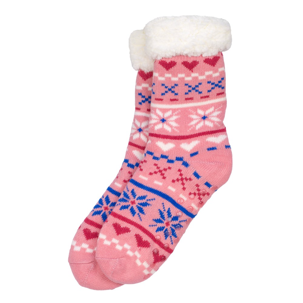 Socks acrylic cosy scandi hearts pink
