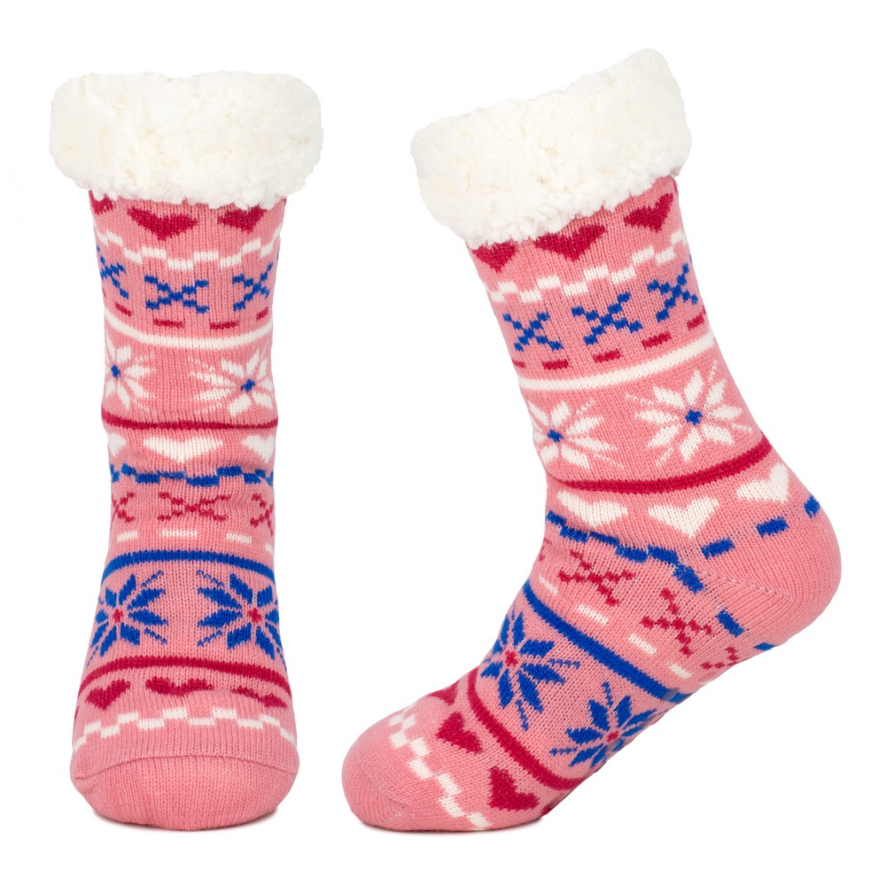 Socks acrylic cosy scandi hearts pink - Image 2