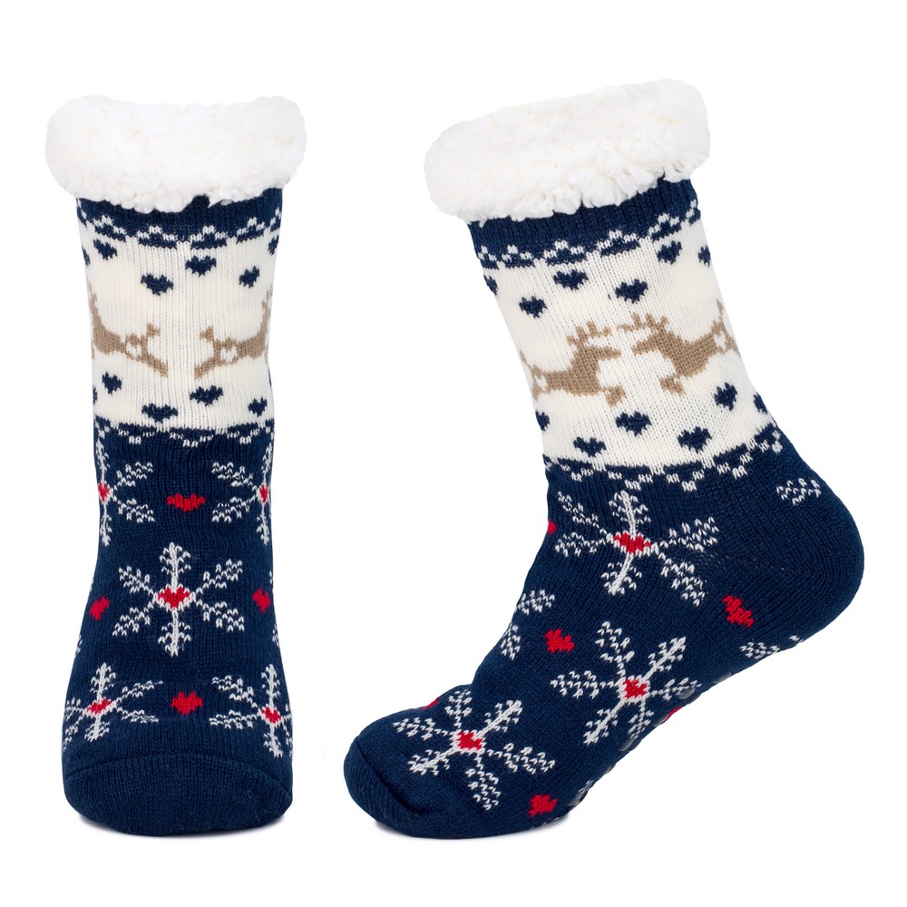 Socks acrylic cosy scandi deer navy blue - Image 2
