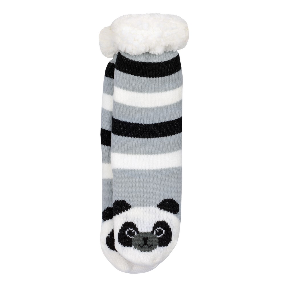 Socks acrylic cosy panda stripe grey