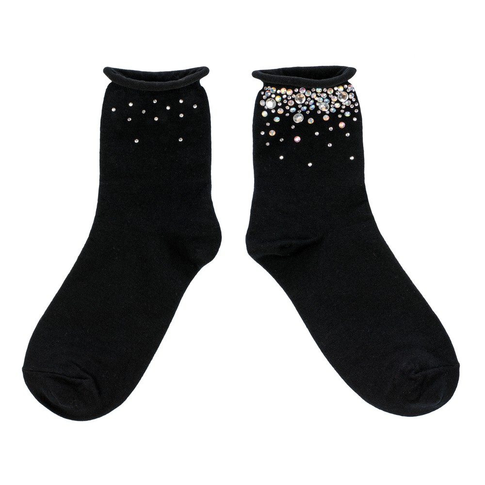 Socks cotton & spandex crystal drop black