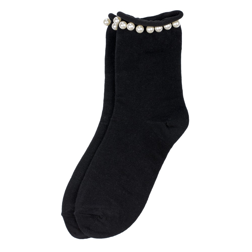 Socks cotton & spandex pearl row black