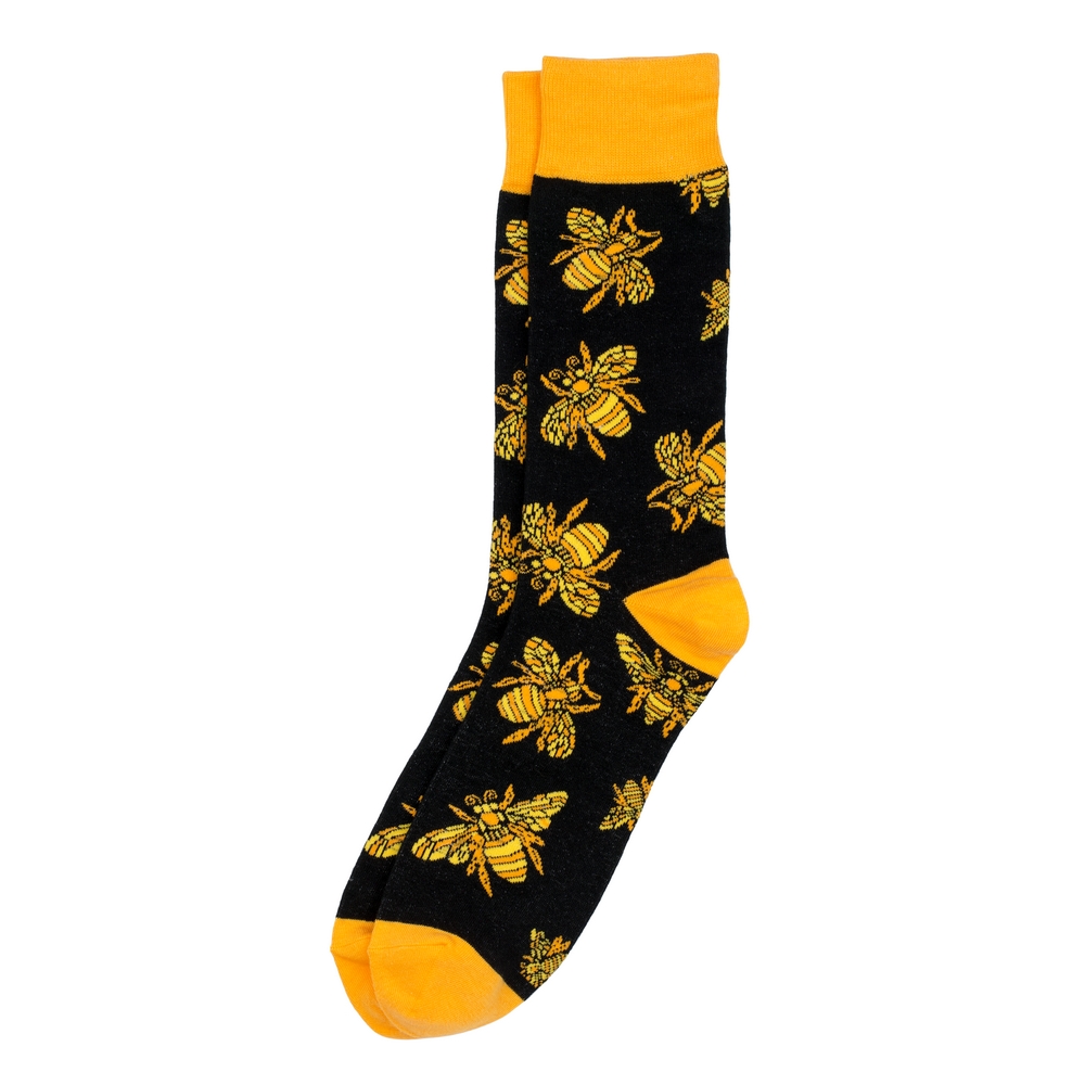 Socks cotton & spandex gents bee illustration black
