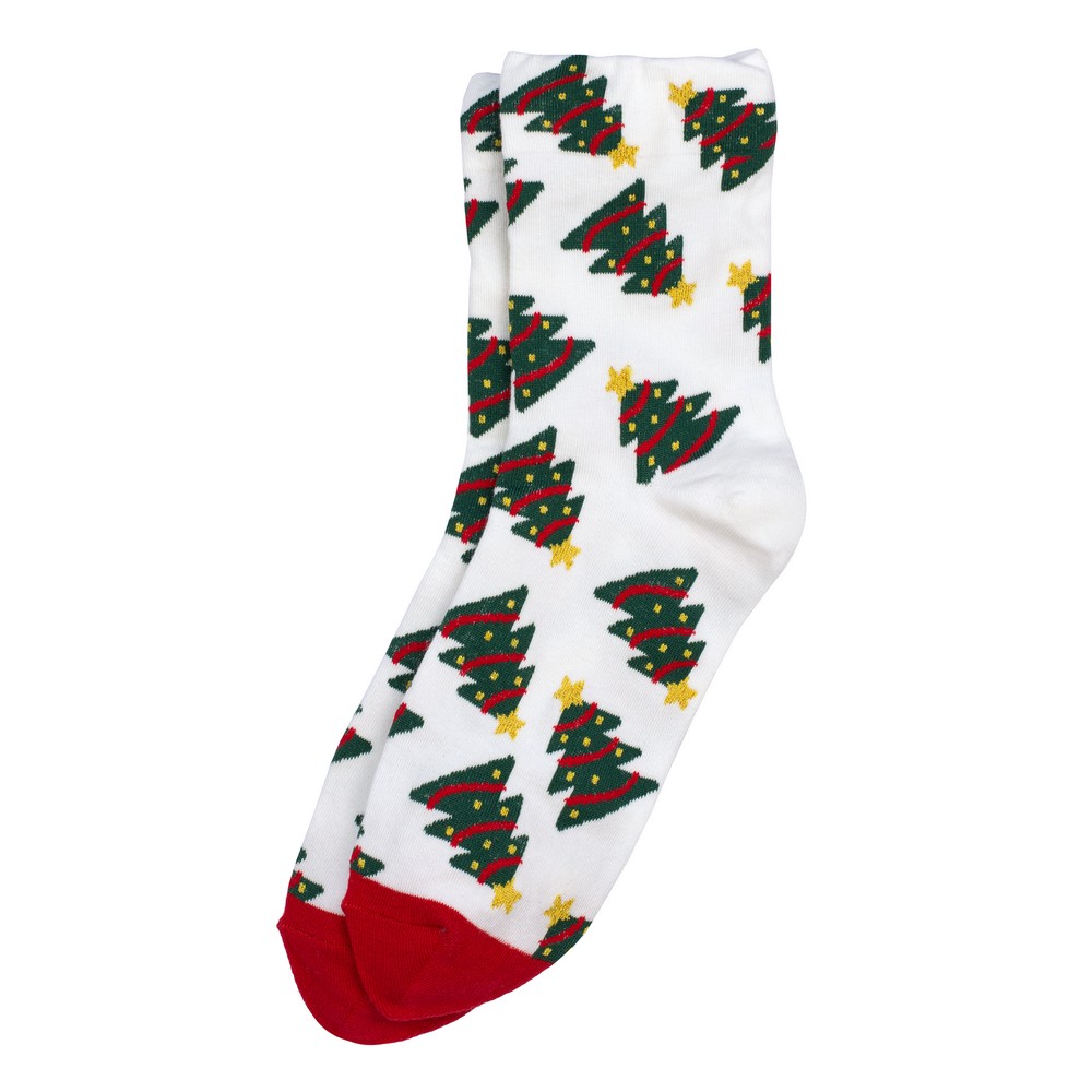 Socks cotton & spandex christmas tree icon white