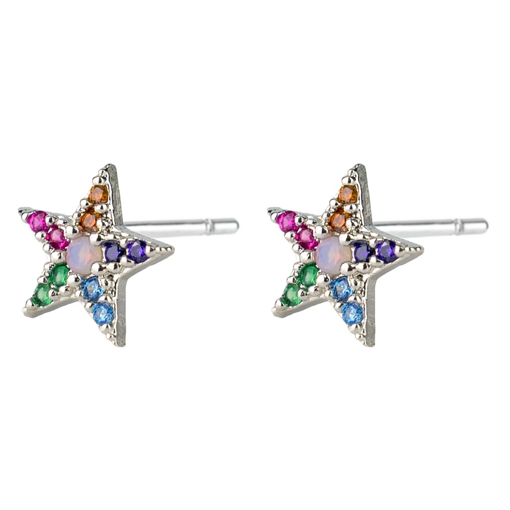 Stud earring crystal glass star multicoloured