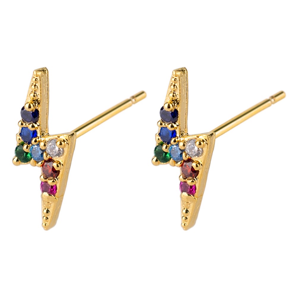 Stud earring crystal glass lightning bolt multicoloured