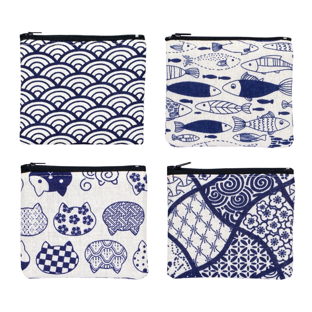 Coin purse cotton japanese collection blue
