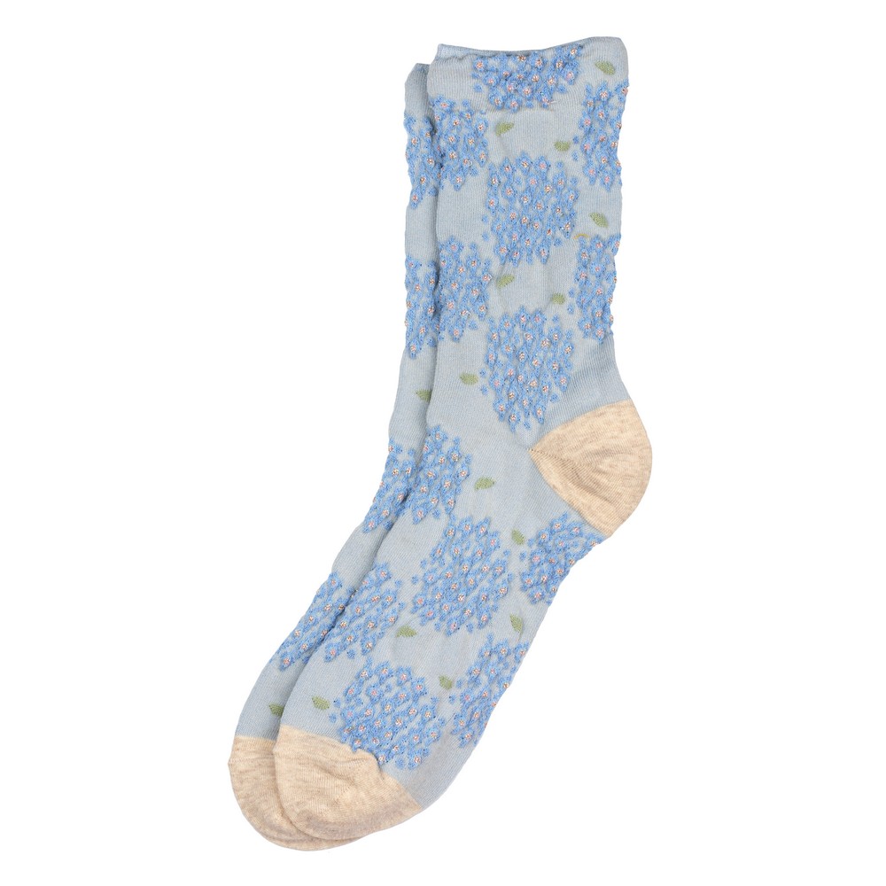 Socks cotton & spandex hydrangea head blue