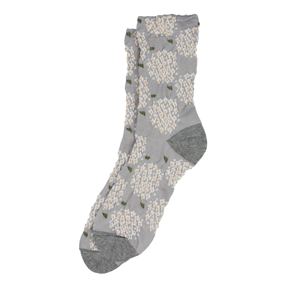 Socks cotton & spandex hydrangea head grey