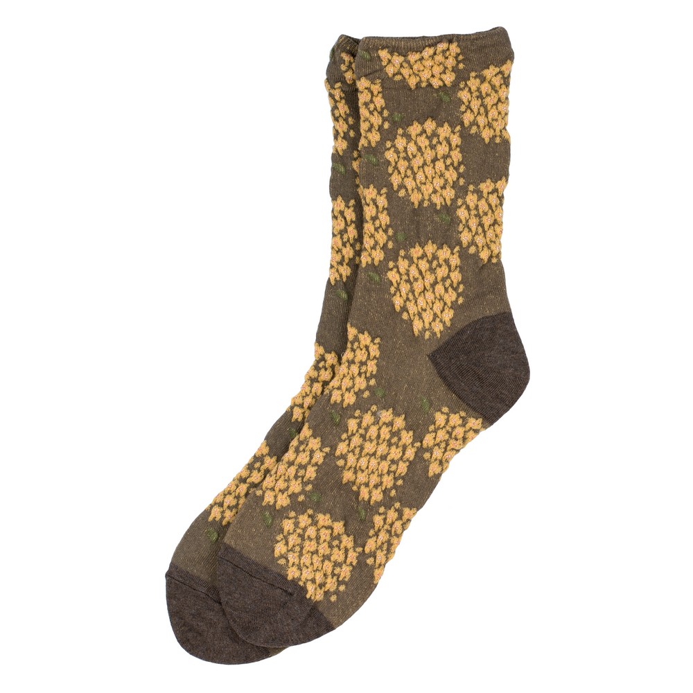 Socks cotton & spandex hydrangea head brown