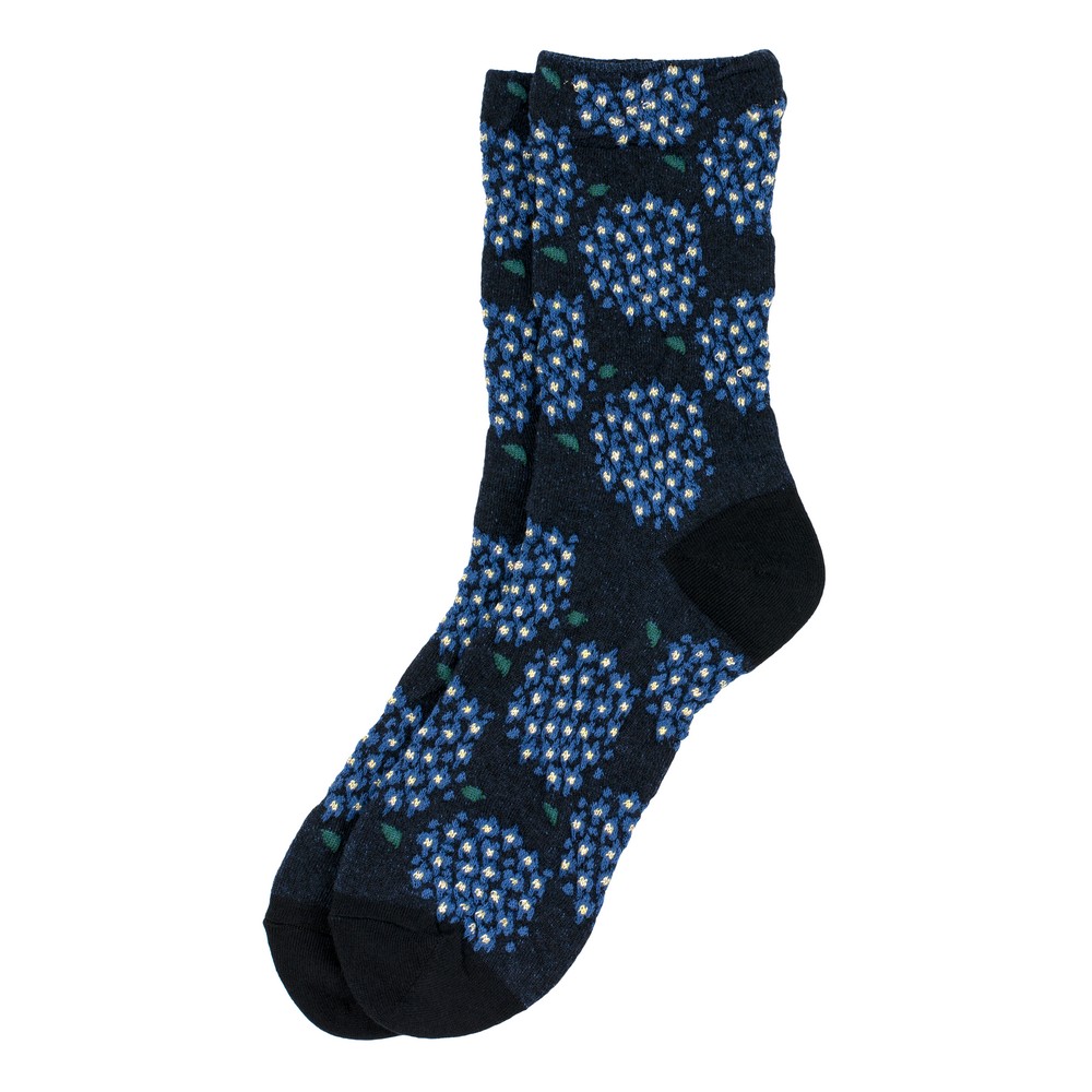 Socks cotton & spandex hydrangea head navy blue
