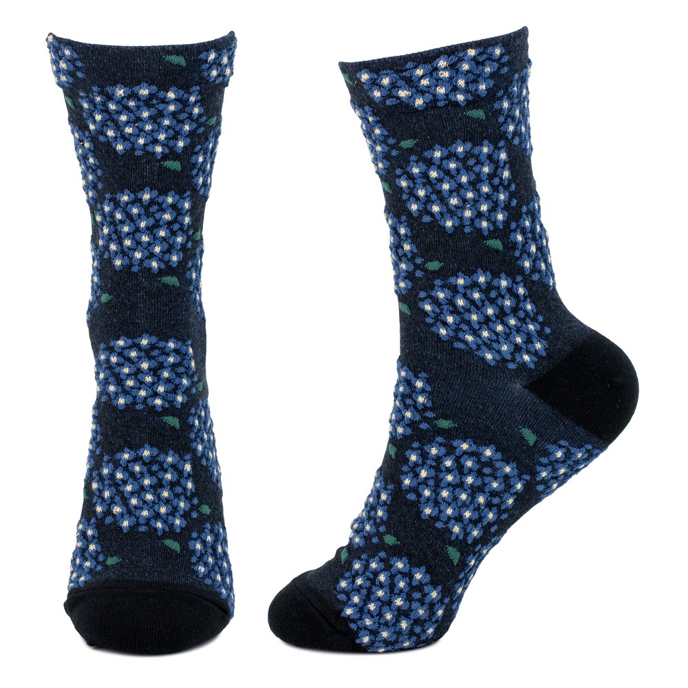Socks cotton & spandex hydrangea head navy blue - Image 2