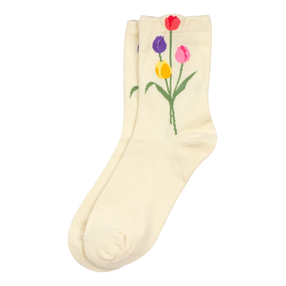 Socks cotton & spandex tulip bunch cream
