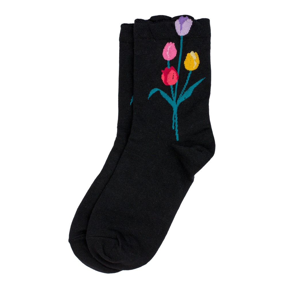 Socks cotton & spandex tulip bunch black