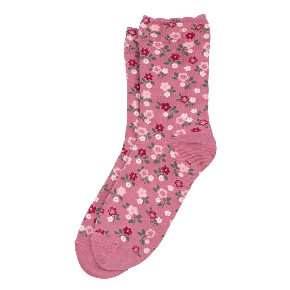 Socks cotton & spandex ditsy flower pink