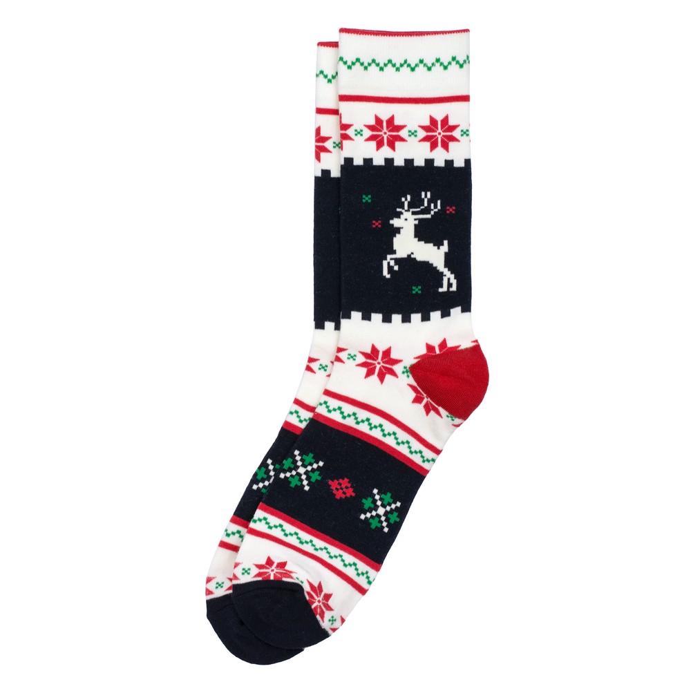 Socks cotton & spandex gents scandi reindeer multicoloured